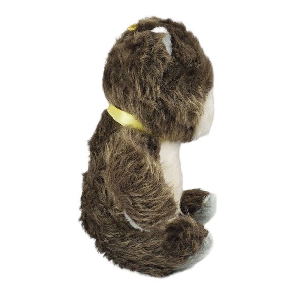 Teddy Bear Plush Brown Cream Furry Yellow Bow Fuzzy Loveable Stuffed Animal - Picture 2 of 9